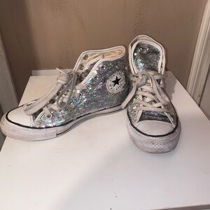 Converse All Star Silver Sequin High Tops